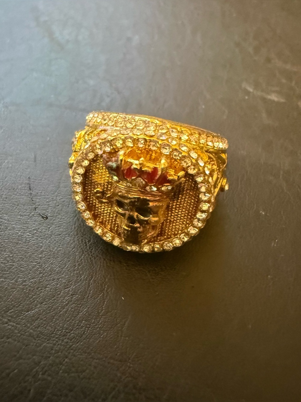 Gold Crown Skull Statement Ring - Gold